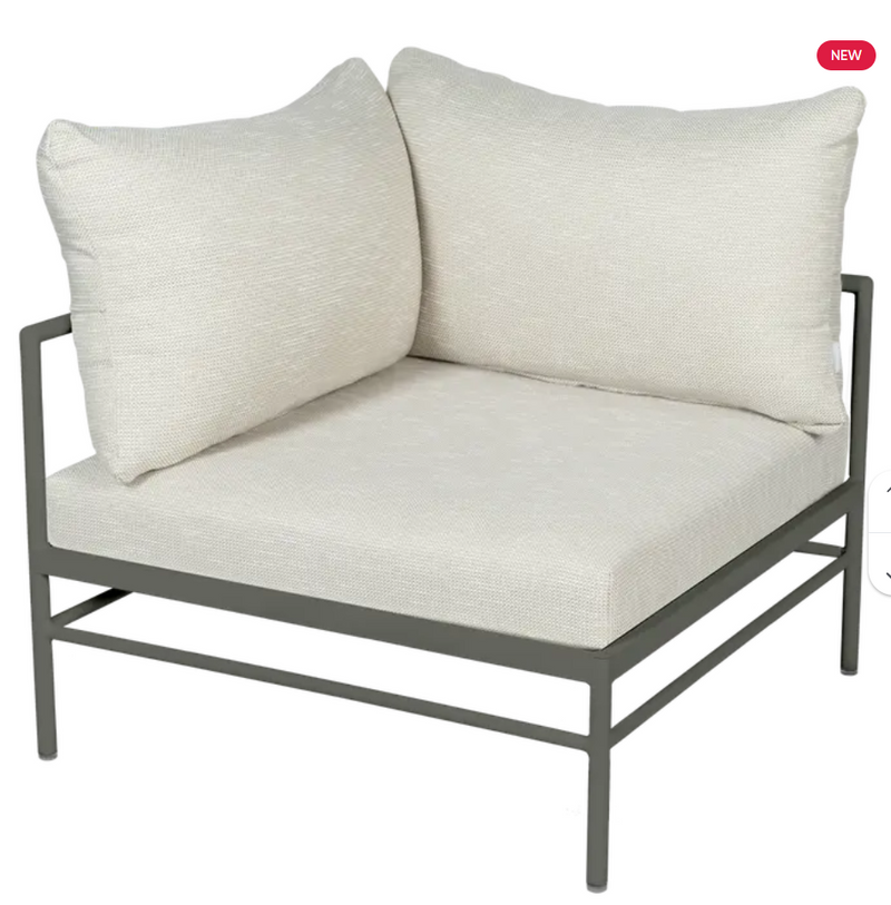 Load image into Gallery viewer, Fermob Rivage corner outdoor armchair with wicker and metal frame, designed for comfortable outdoor seating.