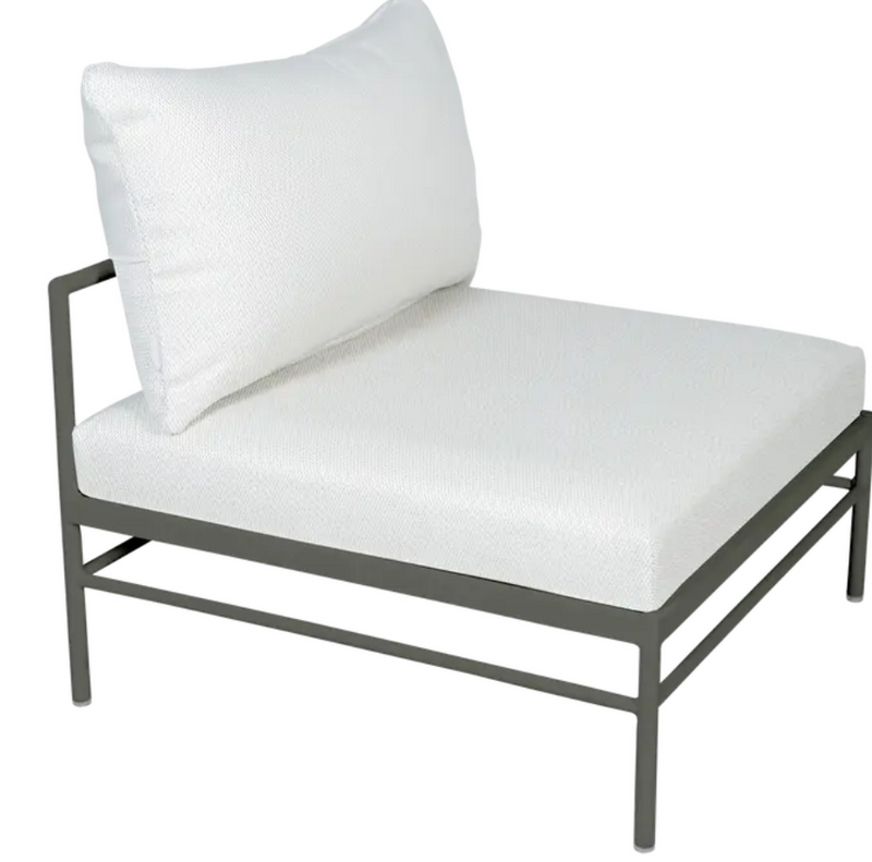 Load image into Gallery viewer, Fermob Rivage Low Chair in Rosemary Pearl, outdoor metal sofa with sleek design, part of Fermob's outdoor furniture collection.