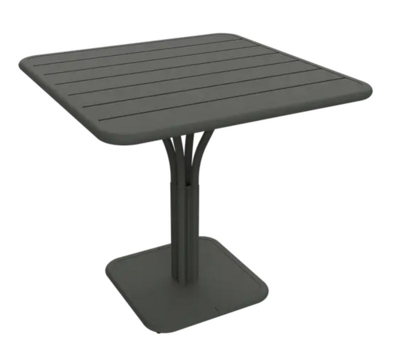 Load image into Gallery viewer, Outdoor Fermob Luxembourg Pedestal Table with an 80x80 cm round rosemary-colored tabletop and sturdy pedestal base.