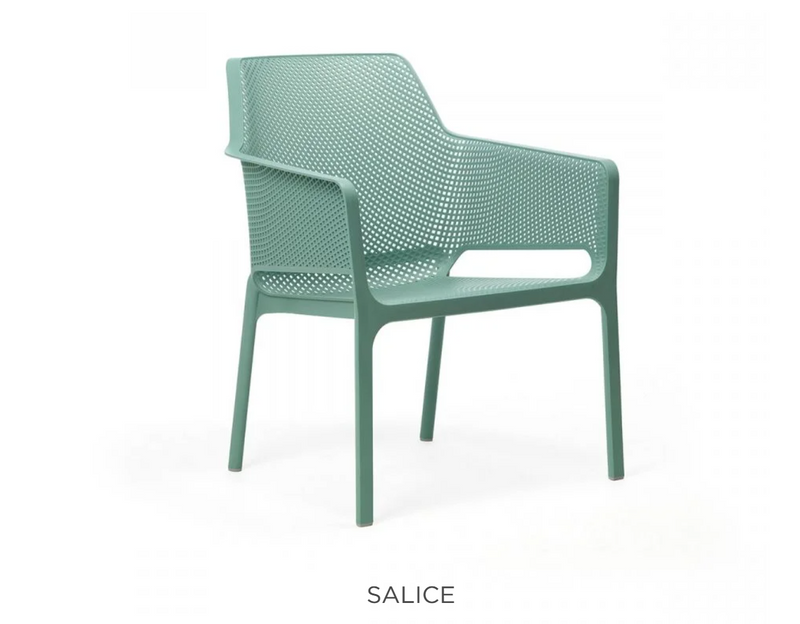 Load image into Gallery viewer, Nardi Net Relax outdoor chair with woven seat and curved armrests, designed for comfortable outdoor lounging.