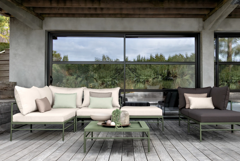 Load image into Gallery viewer, Fermob Rivage outdoor metal low table, 85x85cm, with a sleek, modern design suitable for patio or garden seating areas.
