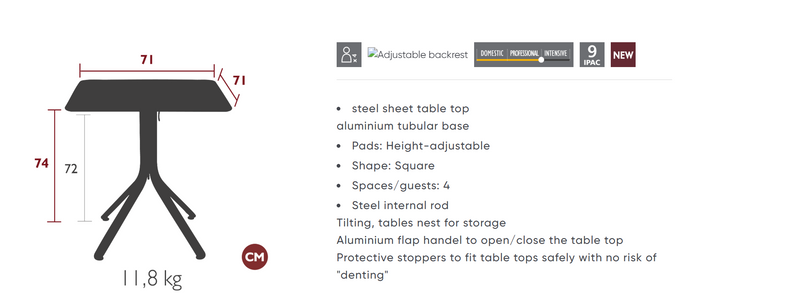 Load image into Gallery viewer, Fermob Rest'O folding outdoor table in metal with 71x71cm square tabletop, ideal for patio or garden use.