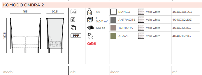 Load image into Gallery viewer, White Komodo Ombra 2 Sunshade from Nardi sofa accessories, ideal for patio furniture and outdoor shade solutions.