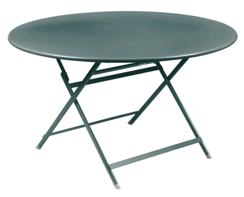 Load image into Gallery viewer, Fermob Caractère foldable metal table, Storm Grey, 128 cm diameter, eight-seater, with sleek, modern design and smooth surface.