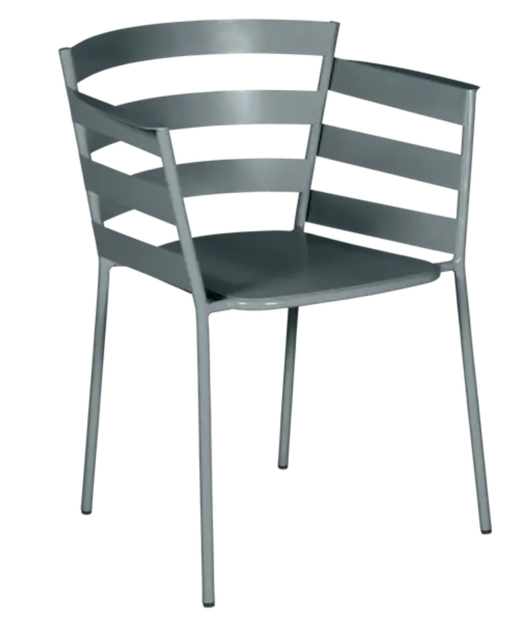 Load image into Gallery viewer, Storm grey Fermob RYTHMIC outdoor armchair with a sleek, modern design, featuring a sturdy frame and comfortable seating.