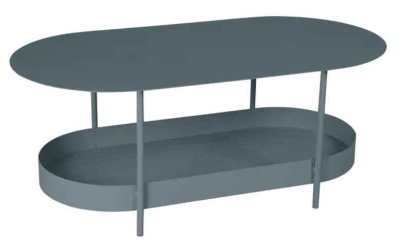 Load image into Gallery viewer, Storm Grey Salsa low table by Fermob, 113x58cm, featuring a sleek, modern design perfect for contemporary living spaces.