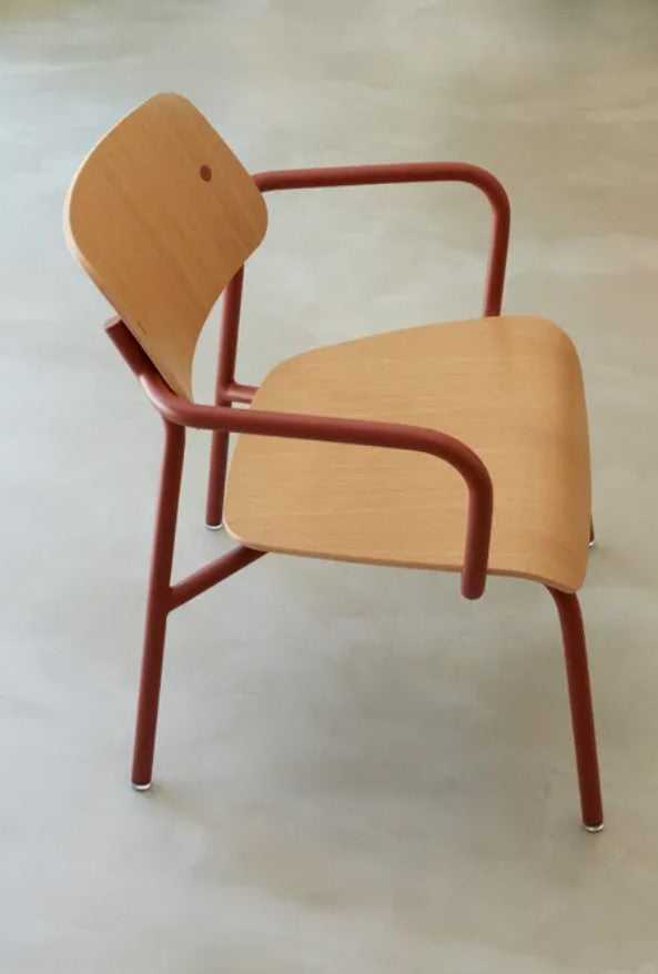 Load image into Gallery viewer, Fermob Studie Oak outdoor armchair with wooden armrests and slatted design, ideal for garden or patio seating.