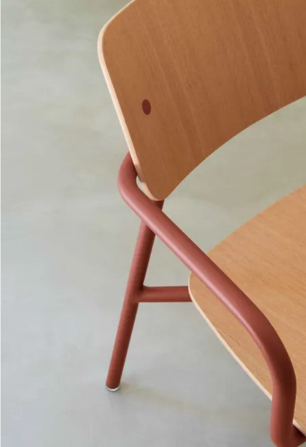 Load image into Gallery viewer, Fermob Studie Oak outdoor armchair with wooden frame and armrests, ideal for outdoor patio or garden seating.