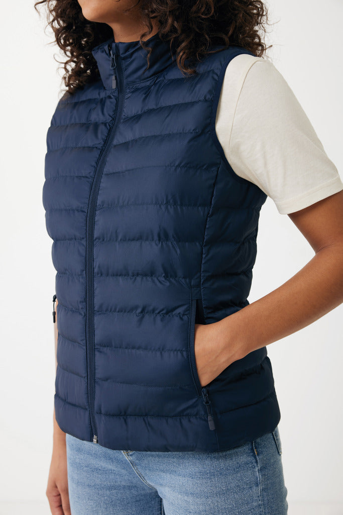 Load image into Gallery viewer, Mer women recycled polyester bodywarmer by iqoniq, showcasing the lightweight textile with a fitted design and eco-friendly material.