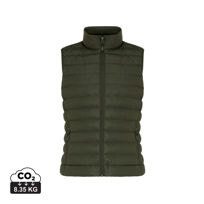 Load image into Gallery viewer, Mer women recycled polyester bodywarmer by iqoniq, lightweight textile with a sleek design, shown in a close-up view.