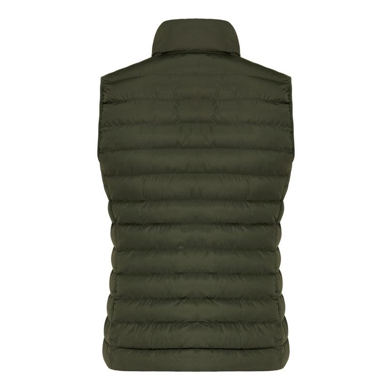Load image into Gallery viewer, Mer women recycled polyester bodywarmer by iqoniq, close-up of the lightweight textile with quilted design and zipper detail.