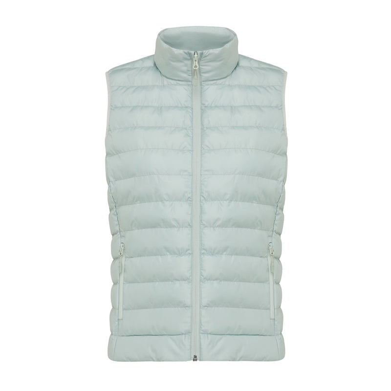 Load image into Gallery viewer, Mer women recycled polyester bodywarmer by iqoniq, lightweight textile with a sleek design, shown in a close-up view.