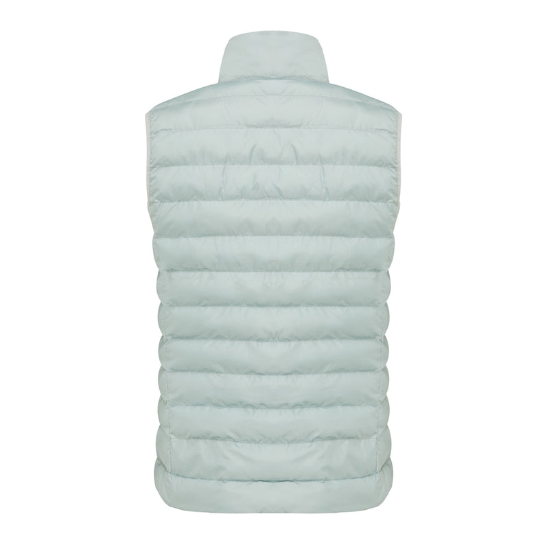Load image into Gallery viewer, Mer women recycled polyester bodywarmer by iqoniq, close-up view showing eco-friendly textile fabric and stitching details
