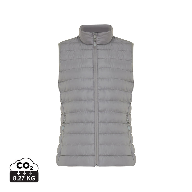 Load image into Gallery viewer, Mer women recycled polyester bodywarmer by iqoniq, lightweight textile with a snug fit, shown in a close-up view.