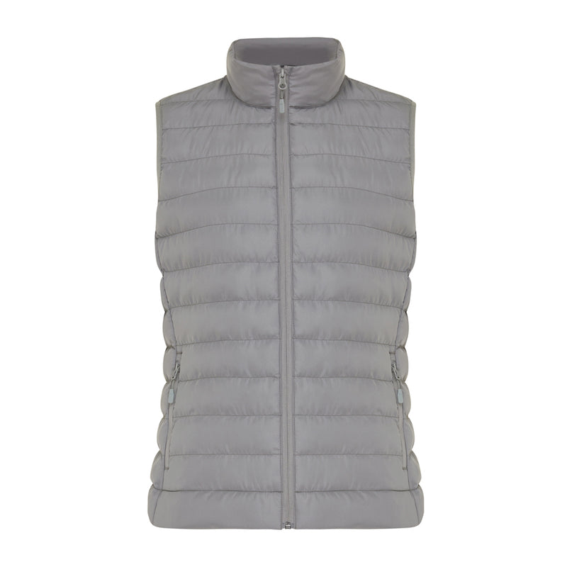 Load image into Gallery viewer, Mer women recycled polyester bodywarmer by iqoniq, lightweight textile with a sleek design, shown in a close-up view.