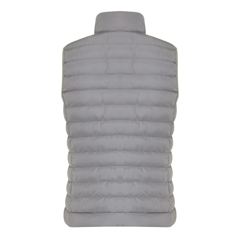 Load image into Gallery viewer, Mer women recycled polyester bodywarmer by iqoniq, close-up of the textile showing its soft, textured fabric in natural tones.