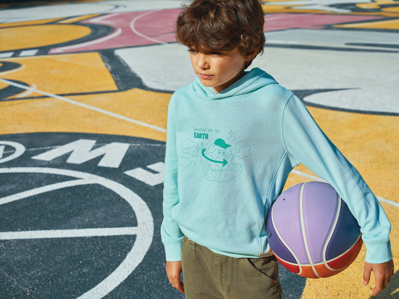 Load image into Gallery viewer, Kids recycled cotton hoodie with sidepockets