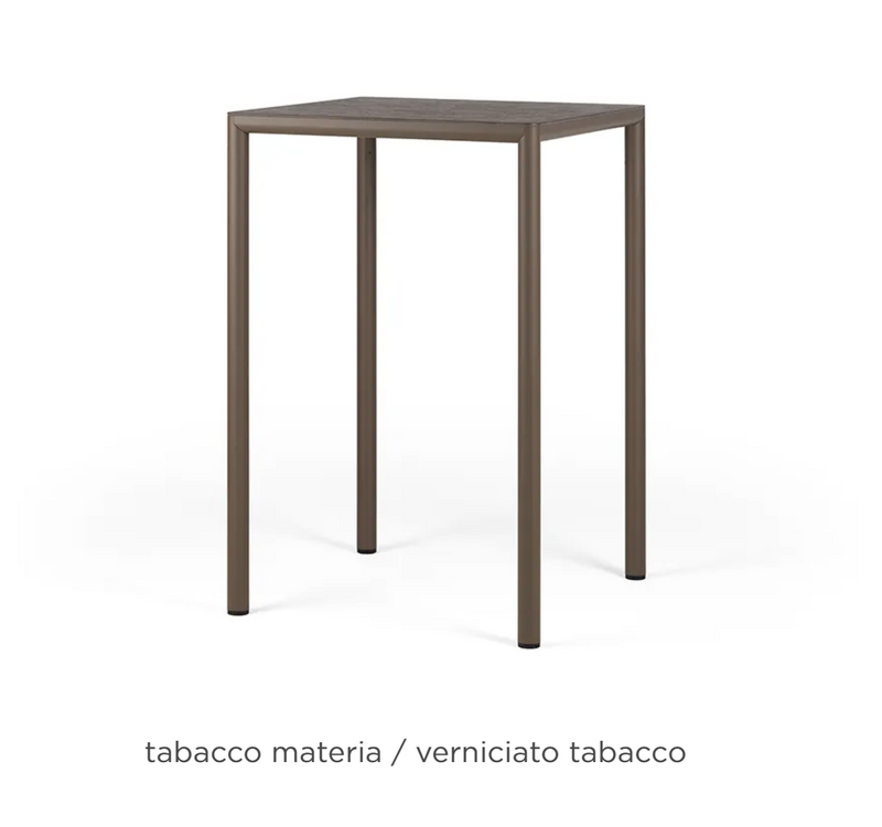 Load image into Gallery viewer, Nardi Piave 70 high outdoor bar table with tobacco-colored HPL top and aluminum frame for hospitality use.