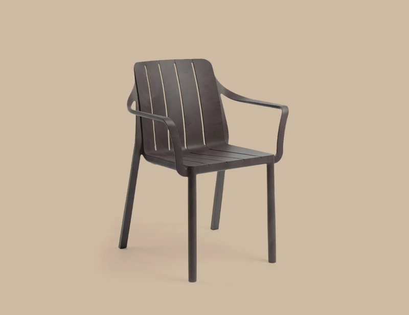 Load image into Gallery viewer, Nardi Tiberina armchair in white plastic, stackable outdoor chair with a sleek, modern design suitable for patios and restaurants.