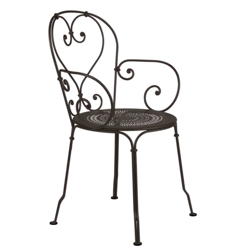 Load image into Gallery viewer, Fermob 1900 Lounge Armchair with a woven seat and metal frame, perfect for outdoor patio relaxation.