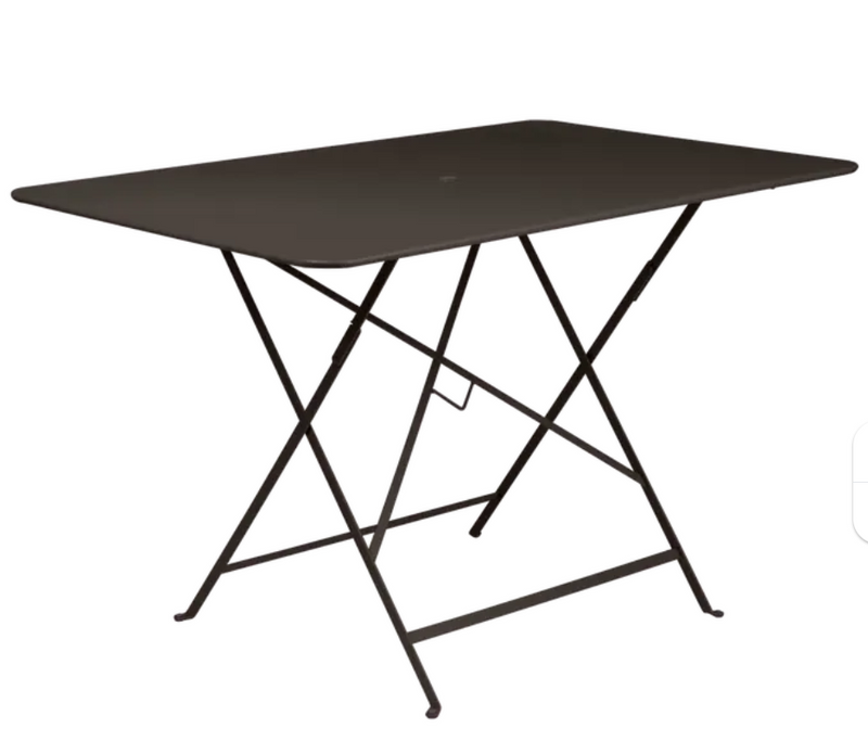 Load image into Gallery viewer, Fermob Tonka foldable bistro table, 117x77 cm, outdoor metal furniture, shown in a compact, foldable design for outdoor use.