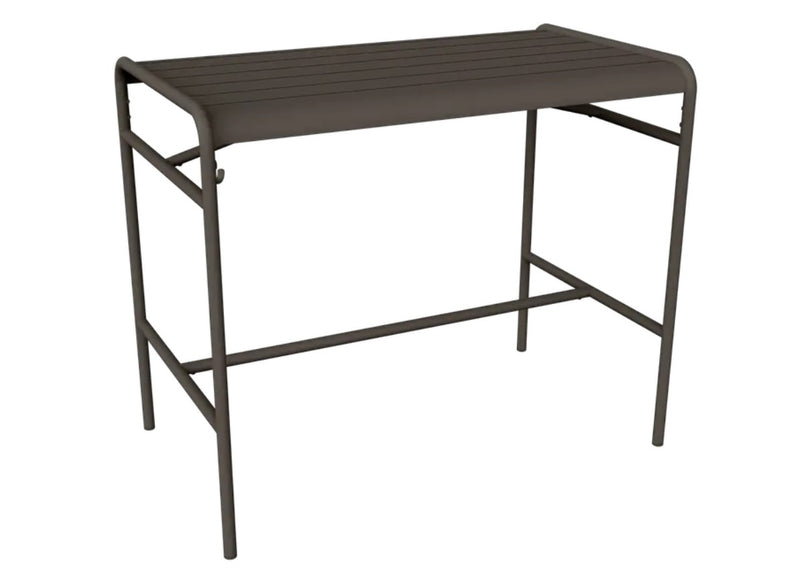 Load image into Gallery viewer, Fermob Luxembourg high metal table with 126x73 cm tabletop, light gray finish, suitable for outdoor or patio use.