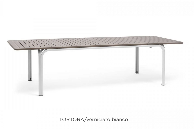 Load image into Gallery viewer, Alloro 210-280 extensible outdoor table by Nardi, made of wood, with a natural tortora finish, suitable for outdoor dining.