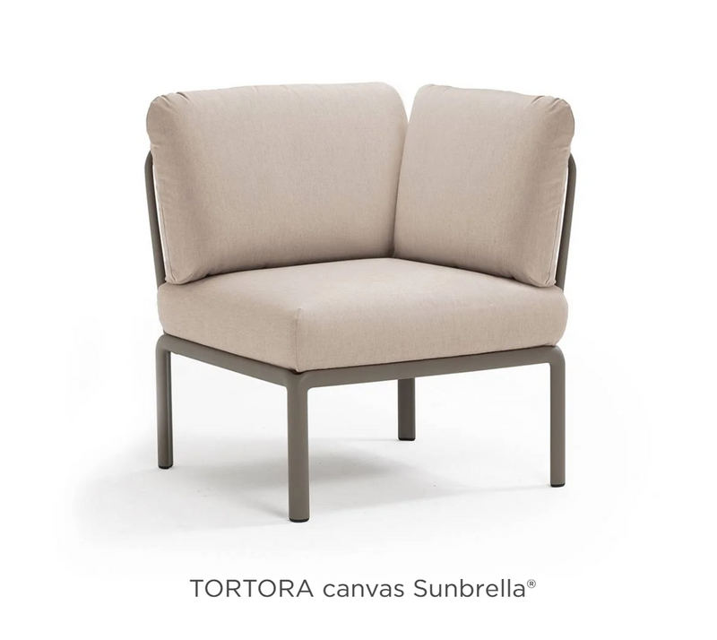 Load image into Gallery viewer, Nardi Komodo Corner Module outdoor sofa with tortora canvas Sunbrella fabric, modular design, suitable for outdoor patio or garden.