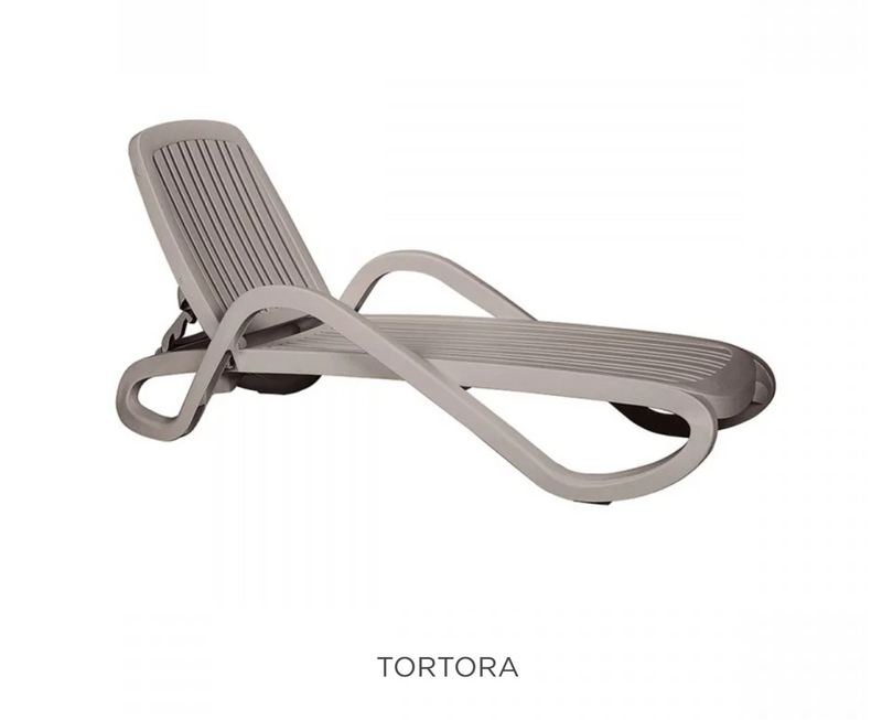 Load image into Gallery viewer, Nardi Eden sun lounger, stackable outdoor recliner with armrests and wheels, in tortora color for comfortable outdoor relaxation.