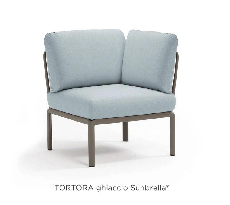 Load image into Gallery viewer, Nardi Komodo outdoor corner sofa module with Tortora Ghiaccio Sunbrella fabric, designed for stylish outdoor lounging.