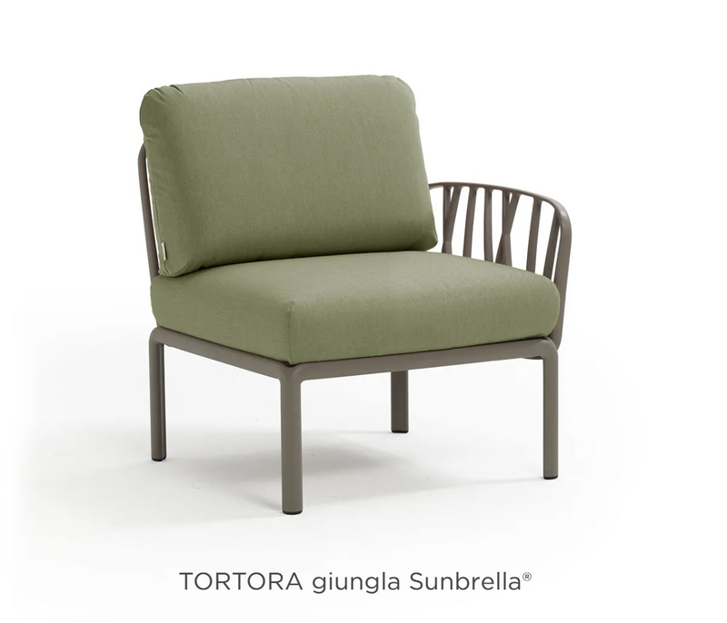 Load image into Gallery viewer, Nardi Komodo Terminal Module outdoor sofa in tortora ginula Sunbrella fabric, modular design for stylish outdoor lounging.