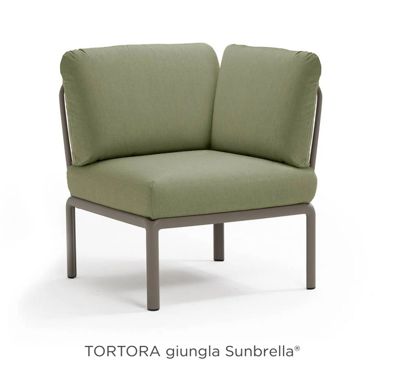 Load image into Gallery viewer, Nardi Komodo Corner Module outdoor sofa with tortora Sunbrella fabric, showcasing a stylish modular outdoor seating arrangement.