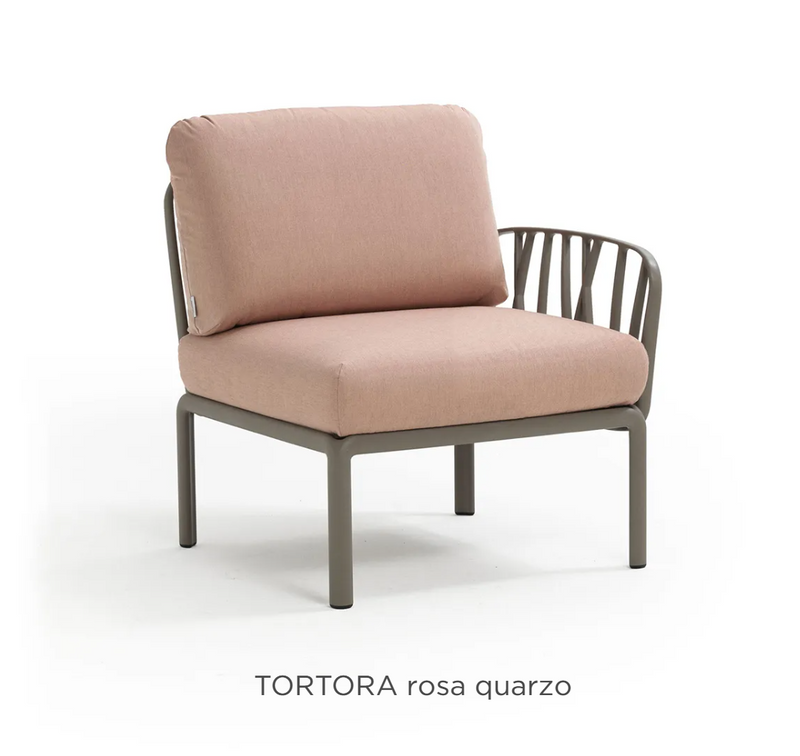 Load image into Gallery viewer, Nardi Komodo Terminal Module outdoor sofa in Tortora Rosa Quarzo Sunbrella fabric, showing a stylish, modular outdoor seating piece.