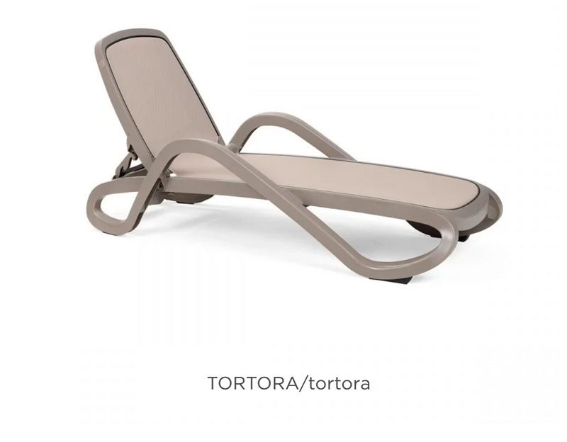 Load image into Gallery viewer, Nardi Alfa stackable outdoor sunlounger with armrests, breathable fabric, ideal for poolside relaxation and outdoor lounging.