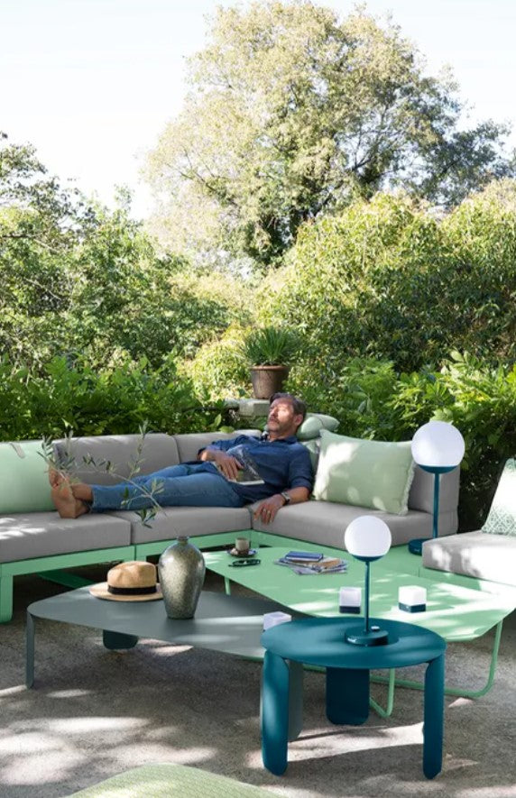 Load image into Gallery viewer, Fermob Ultrasofa low metal outdoor table, 162 x 74 cm, with sleek design suitable for patio or restaurant outdoor spaces.