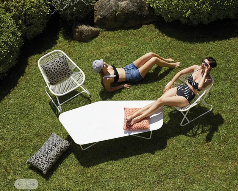 Load image into Gallery viewer, Fermob Ultrasofa low metal outdoor table measuring 162×74 cm, ideal for patios or outdoor dining areas.