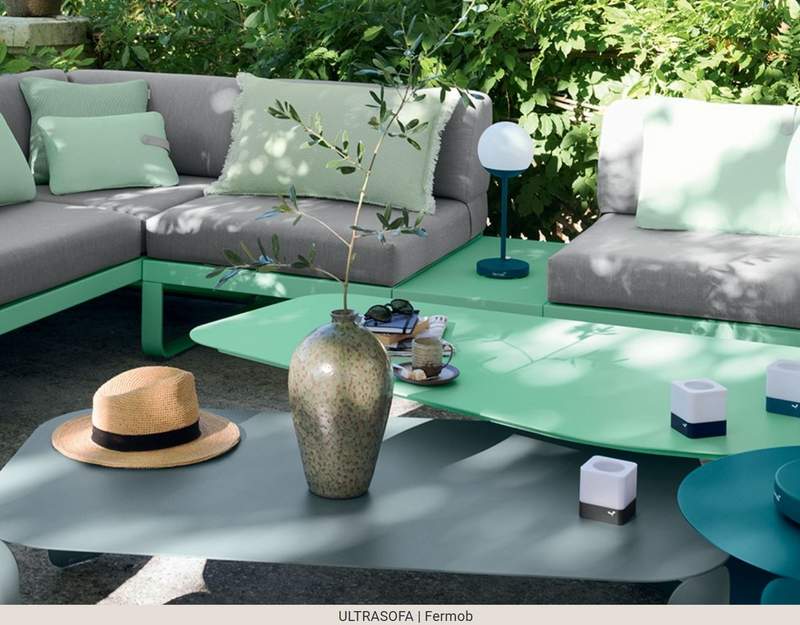 Load image into Gallery viewer, Fermob Ultrasofa low metal outdoor table, 162 x 74 cm, with sleek modern design and sturdy metal construction.