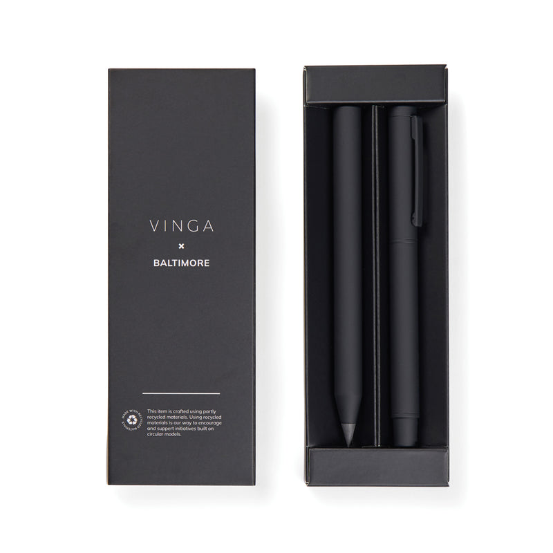 Load image into Gallery viewer, Vinga Baltimore RCS pen set featuring multiple sleek writing instruments with silver accents and smooth ink flow.