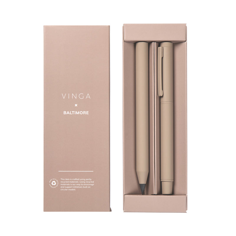 Load image into Gallery viewer, Vinga Baltimore RCS pen set with multiple writing instruments featuring sleek black and silver finishes.