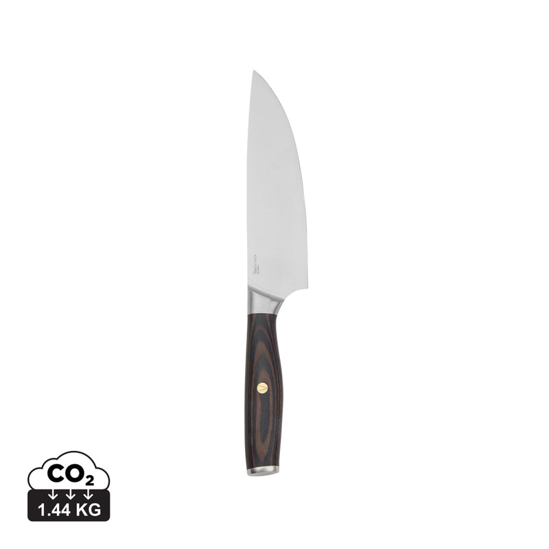 Load image into Gallery viewer, Vinga Tara steel chef's knife with a black handle and sharp blade, ideal for home cooking and food prep.