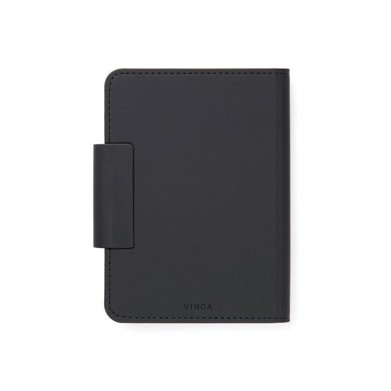 Load image into Gallery viewer, Vinga Baltimore RCS passport cover with finder for phone and tablet accessories, black leather with RFID blocking feature.