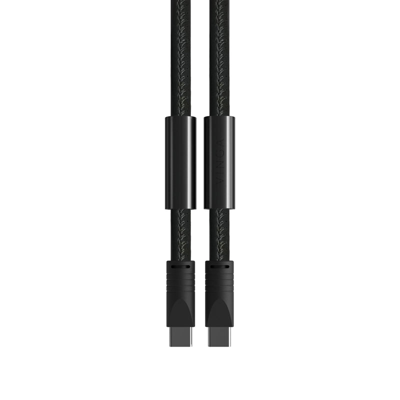 Load image into Gallery viewer, Vinga Baltimore RCS phone cord with charging cable for phones and tablets, black accessory with USB connector and coiled design.
