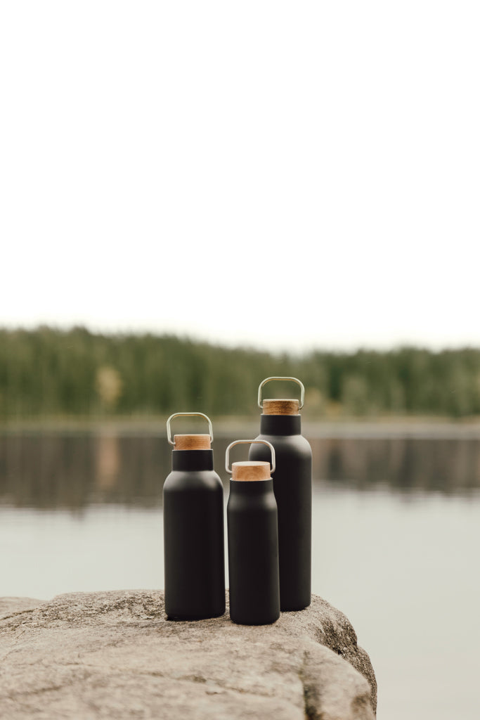 Load image into Gallery viewer, Vinga Ciro RCS recycled vacuum bottle 300ml in stainless steel with a sleek design and screw-top lid for drinkware.
