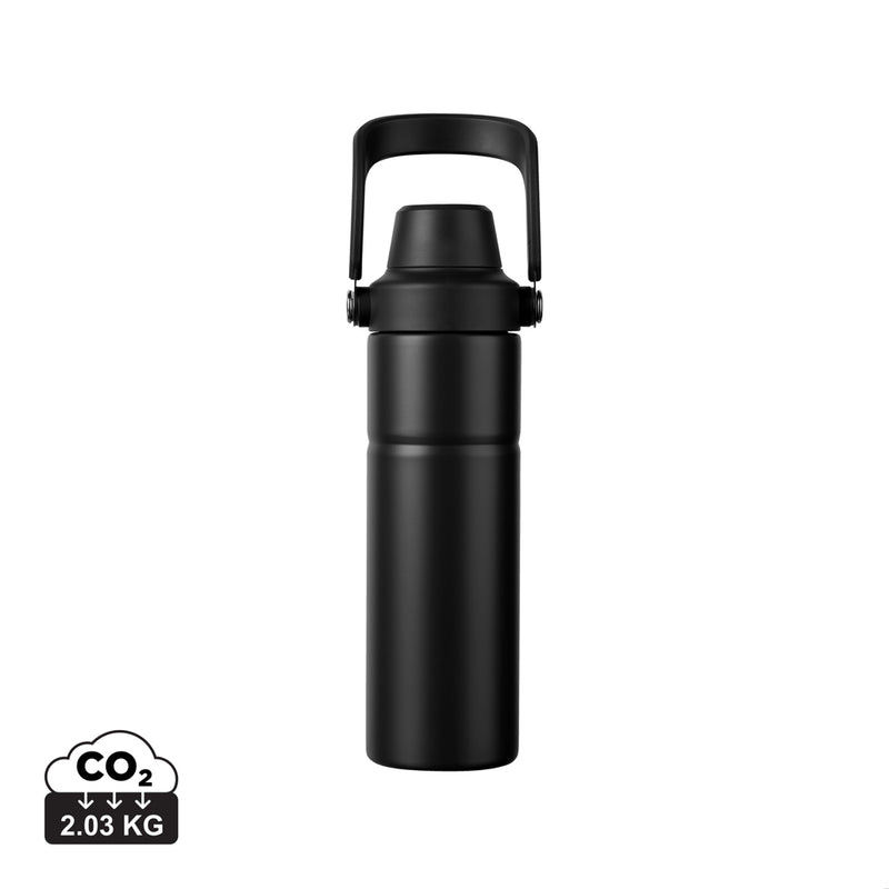 Load image into Gallery viewer, Vinga Baltimore Trek RCS recycled stainless steel 600ml water bottle with black lid, durable drinkware for on-the-go hydration