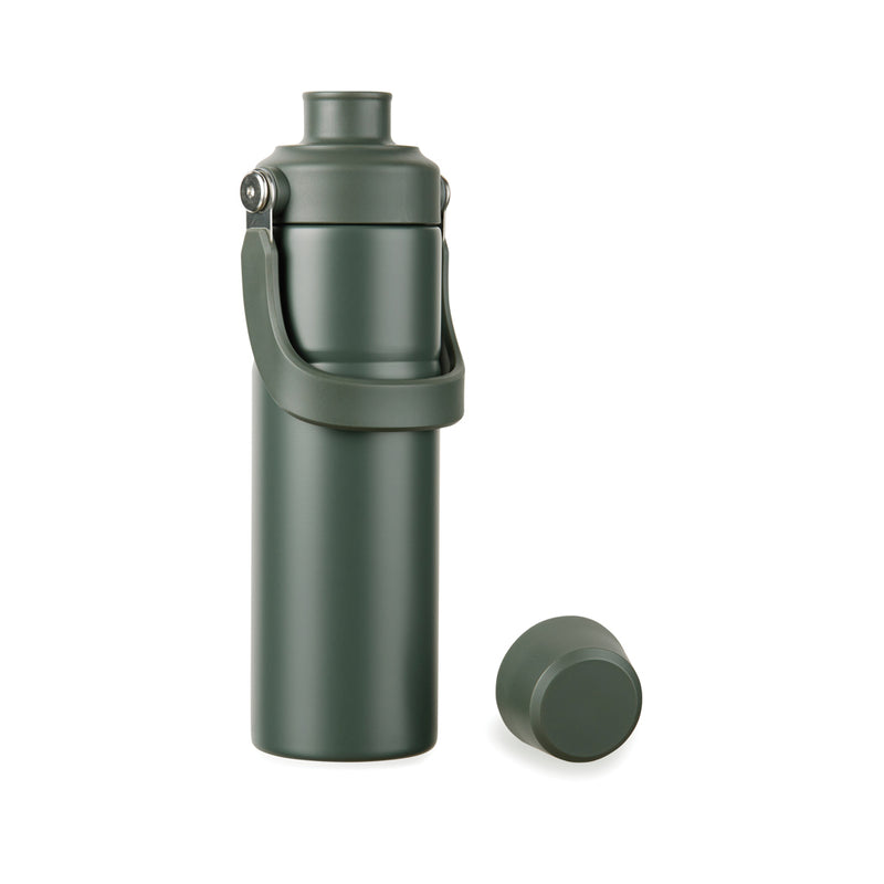 Load image into Gallery viewer, Vinga Baltimore Trek RCS recycled stainless steel 600ML water bottle for eco-friendly hydration, displayed with cap and branding.
