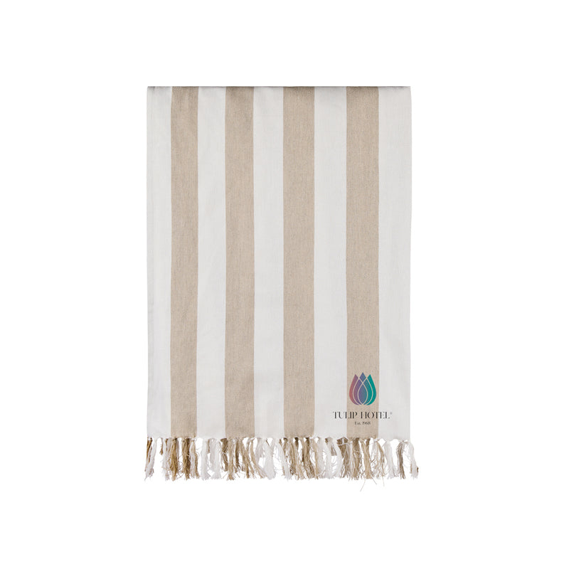 Load image into Gallery viewer, Vinga Ornos GRS recycled cotton hammam towel displayed, featuring vibrant striped design for home and living use.