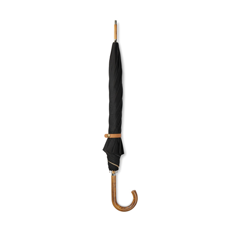 Load image into Gallery viewer, Vinga recycled pet 23-inch umbrella open, showing green canopy and sturdy handle, eco-friendly design for rain protection.