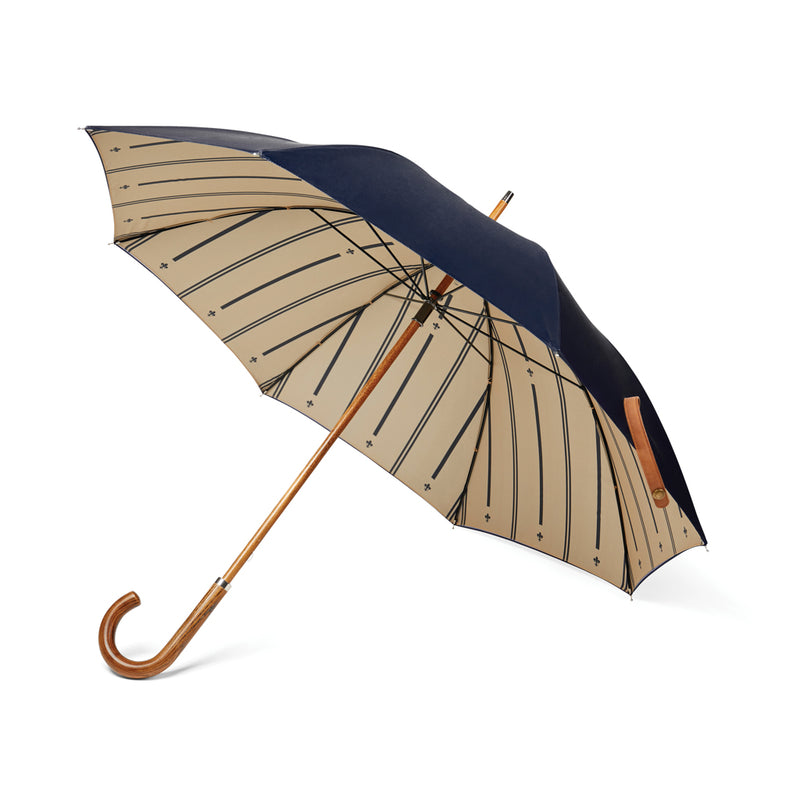 Load image into Gallery viewer, Vinga recycled pet 23-inch umbrella open, showcasing eco-friendly design with colorful canopy and sturdy handle.