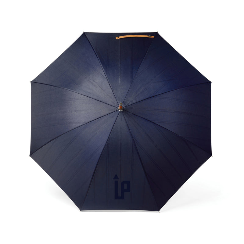 Load image into Gallery viewer, Vinga recycled pet 23-inch umbrella open, showcasing eco-friendly design with a vibrant canopy and sturdy handle.