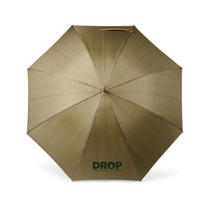 Load image into Gallery viewer, Vinga recycled pet 23-inch umbrella open, showcasing eco-friendly design with colorful canopy and sturdy handle.